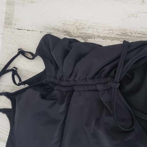 Black high cut adjustable ruched sides, removable cups swim suit Size Large NWOT - Picture 5 of 11